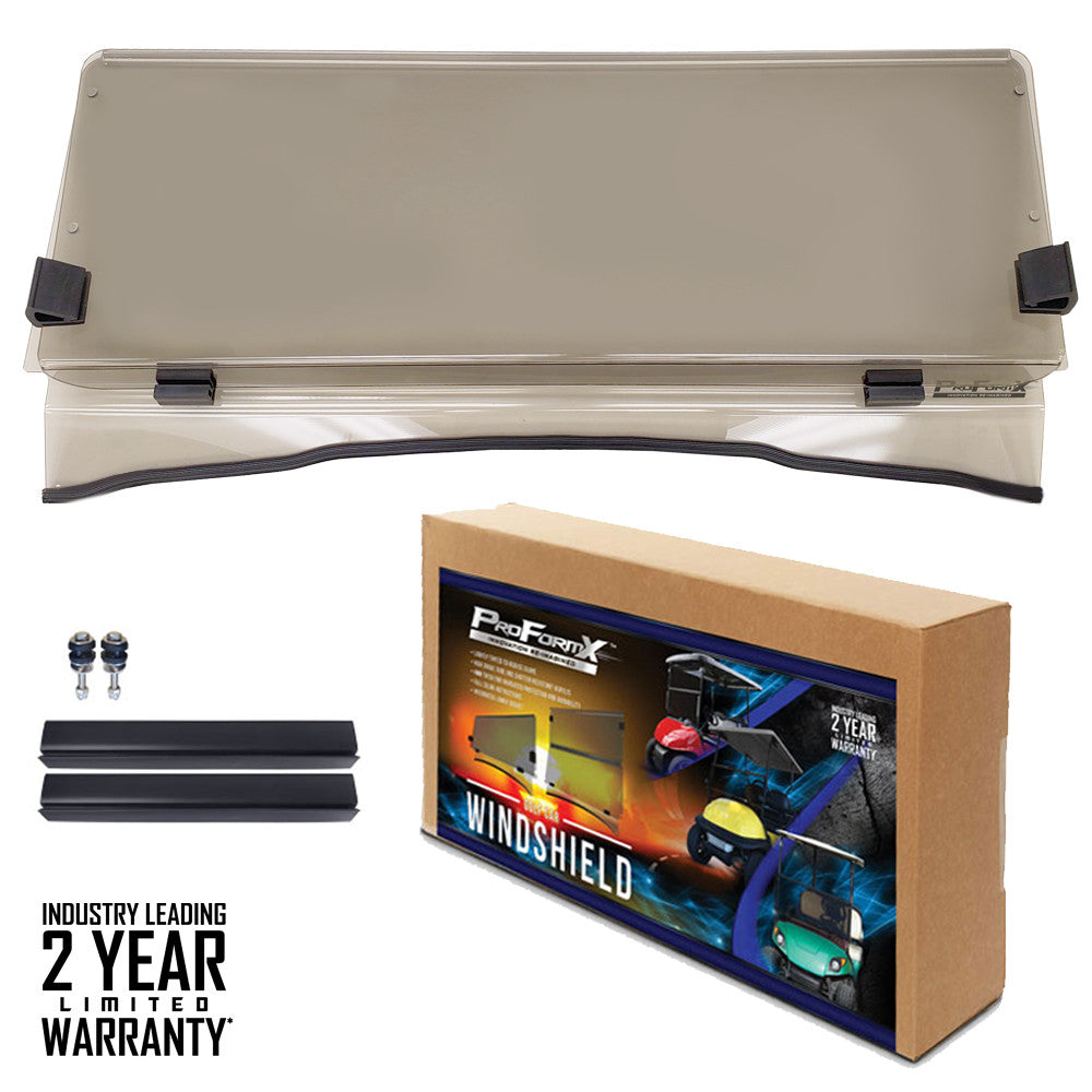 ProFormX Tinted Fold-Down Windshield Warranty, Contents and Custom Shipping Box - Fits E-Z-Go TXT-Freedom-T48 (2014 and up)