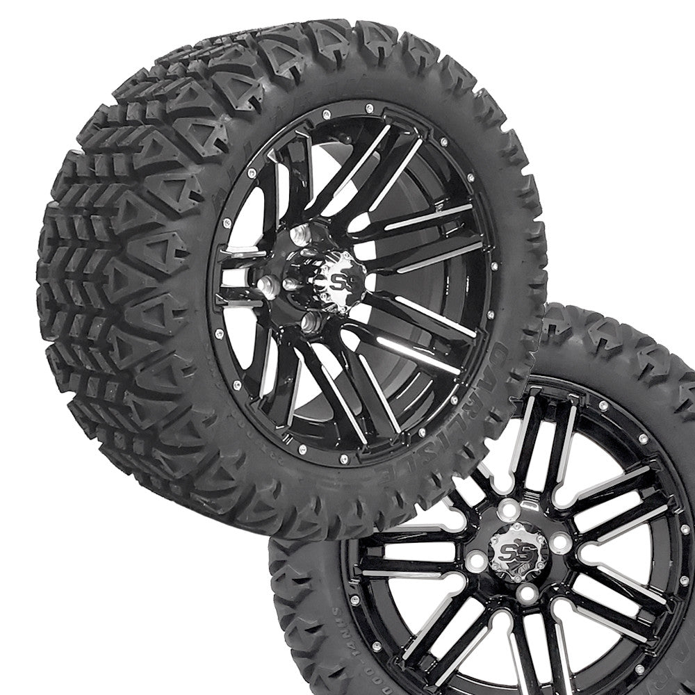 14" SLEDGE Machined/Black Wheels on 23x10x14 A/T Tires