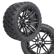 14" SLEDGE Machined/Black Wheels on 22x10x14 A/T Tires