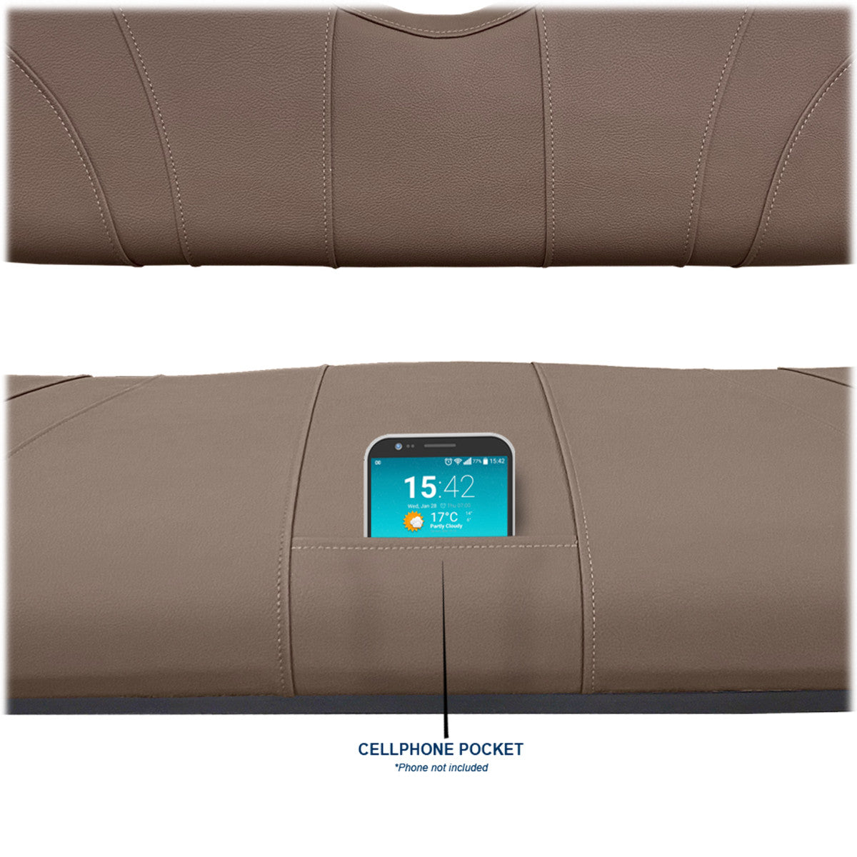 SlipStream Front Seat Cover Set (Triple Chestnut) - Cell Phone Pocket