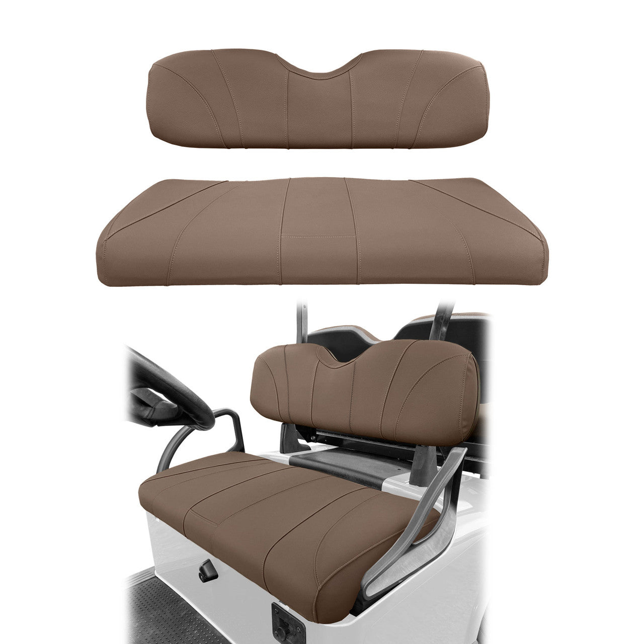 SlipStream Front Seat Cover Set (Triple Chestnut) - Fits EZGO TXT & RXV