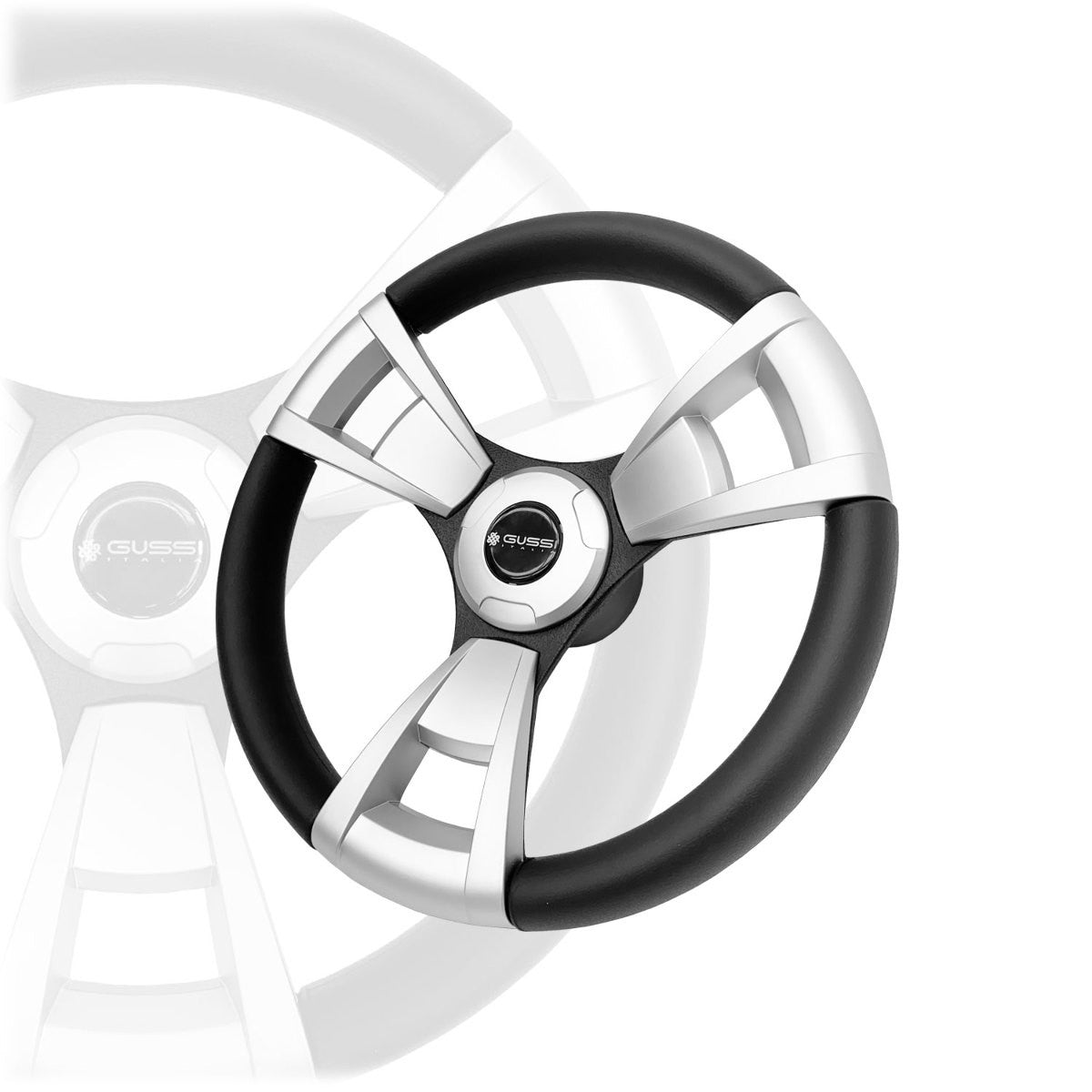 Gussi Italia Model 13 Brush/Black Steering Wheel - Full View