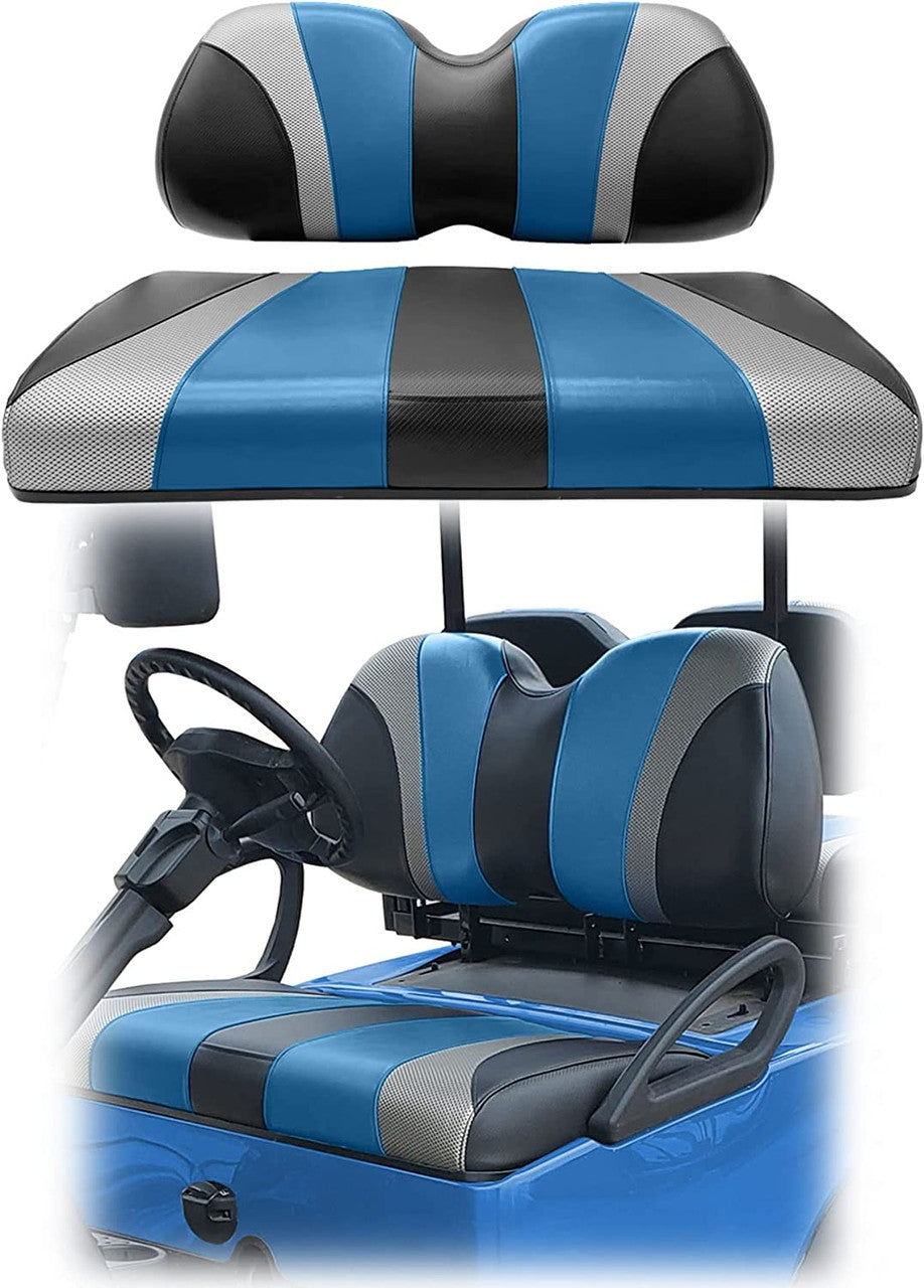 SlipStream Front Seat Cover Set Electric Blue/Liquid Silver -Fits Yamaha Drive & Drive2